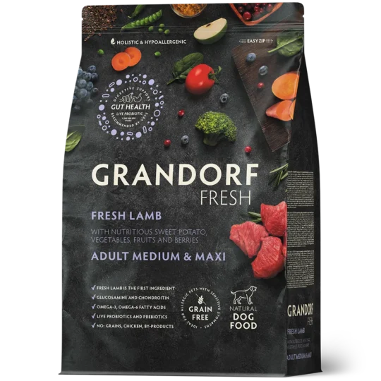 Grandorf Fresh Lamb Meat With Sweet Potato For Adult Medium And Maxi Breeds